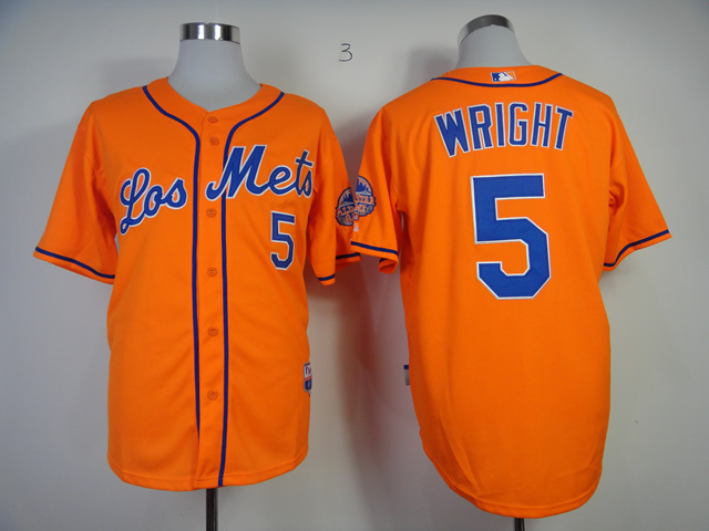 Men New York Mets #5 Wright Orange MLB Jerseys